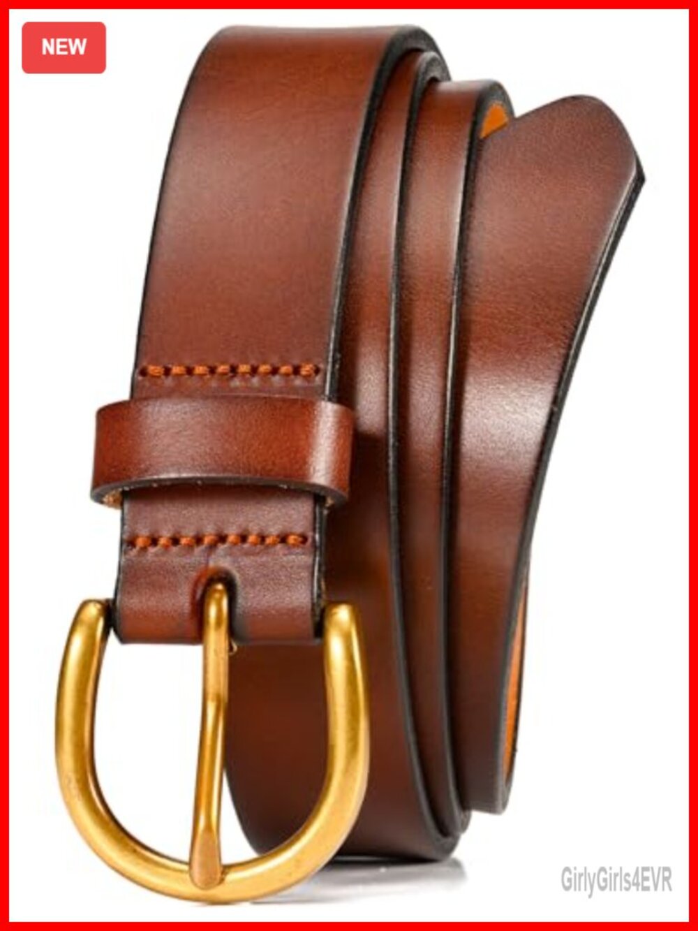 100% Full Grain Italian Leather Belt 1.1" Gold Buckle Slim